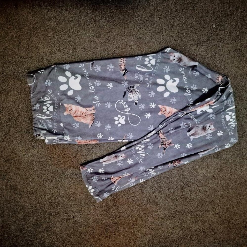 New Live Love Rescue Cats Animal Print Ultra Soft Leggings L XL 1X